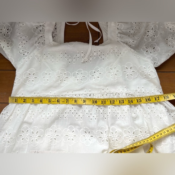 Amylynn White Coco Dress Borderie Anglaise Lace Cotton Dress Eyelet Baby Doll - Picture 15 of 15